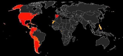 Spaniola lume spaniolă vorbind pe harta lumii