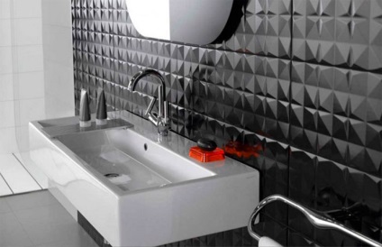 Placi ceramice 3d în baie și living, decor cu efect 3D