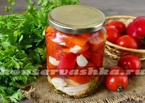 Tomate cu vârfuri de morcov pentru iarnă, rețetă pentru borcan de 1 litru