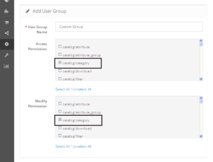 Conceptul de permisiuni de utilizator în opencart