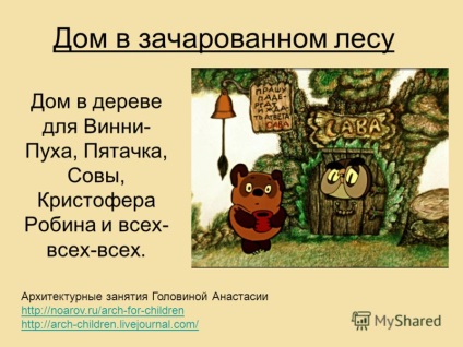 Prezentare pe tema casei în casa de pădure fermecată din copac pentru Winnie The Pooh, Porc, Owl, Christopher