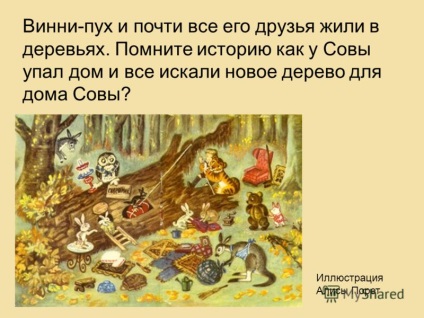 Prezentare pe tema casei în casa de pădure fermecată din copac pentru Winnie The Pooh, Porc, Owl, Christopher