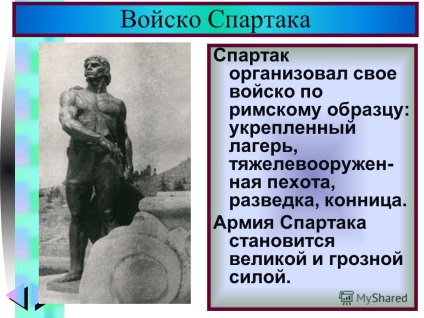 Prezentarea pe tema lecției este revolta din Spartak la 74 - 71 n