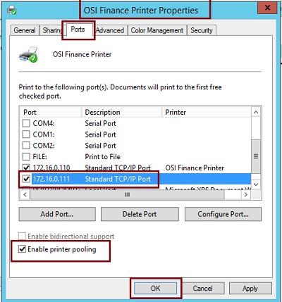 Printer pooling Nyomtatókészlet beállítása a Windows Server 2012 R2-ben, Windows rendszerhez