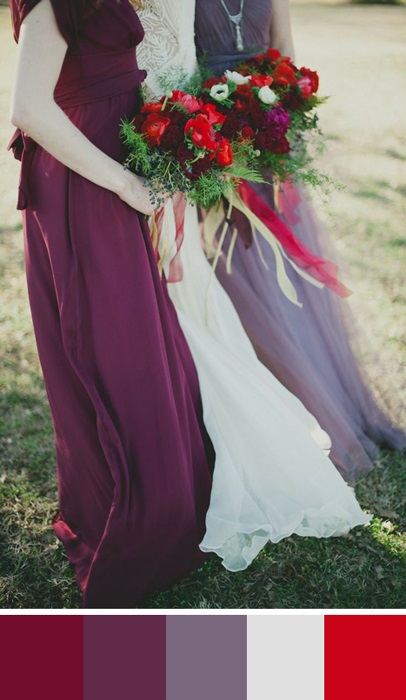 Esküvői paletta burgundi színnel