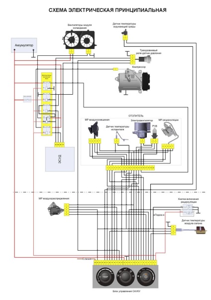 Schema de conexiuni electrice pentru aer condiționat și încălzire VAZ-2170 Priora