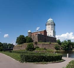 Vyborg (baterie de munte - oraș vechi - castel Vyborg - turn de ceas - parcul Monrepo), iulie 2009