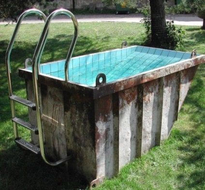 Piscina de materiale improvizate cu mâinile lor - anvelope, bai, inele de beton