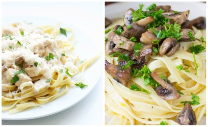 Fettuccine csirkével és gombával, lépésről lépésre recept