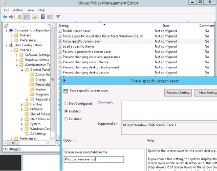 Configurarea unui screensaver sub forma unei prezentări de diapozitive utilizând gpo, ferestre pentru administratorii de sistem