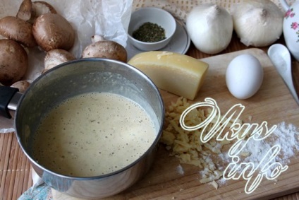 Paste într-un sos cremos cu ciuperci și brânză rețetă cu o fotografie