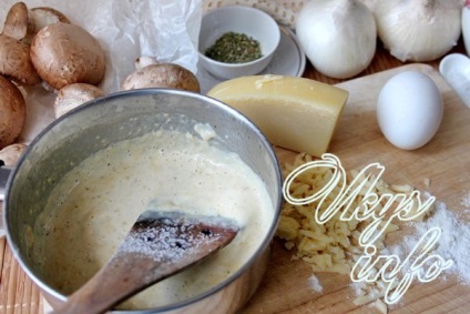 Paste într-un sos cremos cu ciuperci și brânză rețetă cu o fotografie