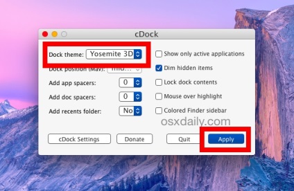 Faceți din nou panoul os x yosemite pentru dock din nou volumetric