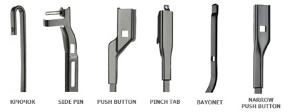 Tipuri de montare a lamei ștergătoarelor pentru diferite autovehicule