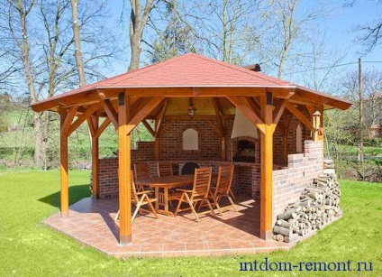 Gazebo grillsütővel saját kezével, intdrememont