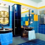 Fotók csempe a fürdőszobában egy kép szép kék