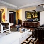 Nappali szoba art-deco stílusban luxus bútorokkal és bútorokkal