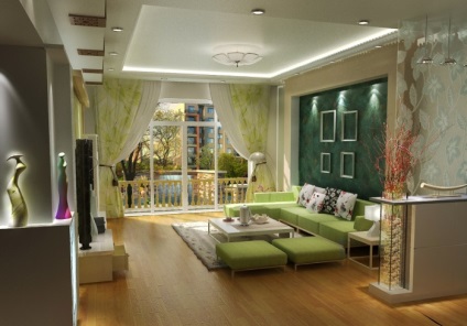 Camera de zi în culori verzi - design interior, fotografie