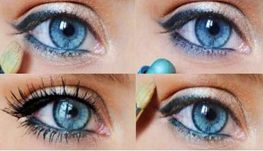 Machiaj pentru ochi albastru și gri-albastru