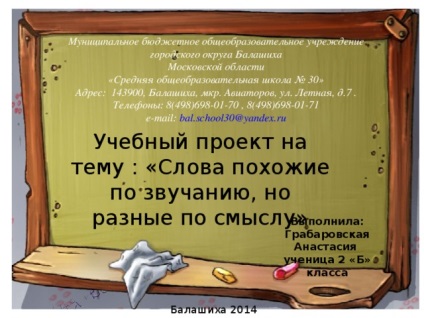 Homonyme - limba rusă, prezentări