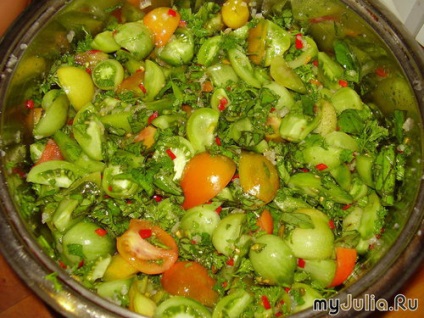 Salata de tomate verde - grup de jurnal de tomate-lăcomie - placere în bucătăria grupului -