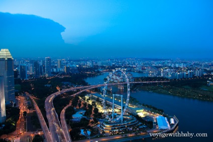 Punctul de vedere al hotelului nisipurile marina bay - skypark din Singapore la apus - voyagewithbaby -