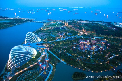 Punctul de vedere al hotelului nisipurile marina bay - skypark din Singapore la apus - voyagewithbaby -