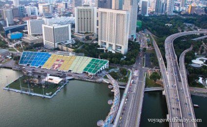 Punctul de vedere al hotelului nisipurile marina bay - skypark din Singapore la apus - voyagewithbaby -