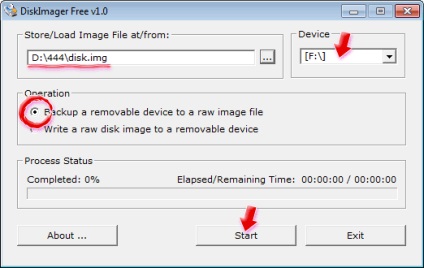 Crearea și restaurarea unei imagini flash drive în discimager