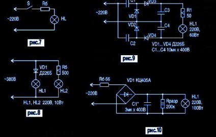 Diagrama unui dimmer al unei lămpi cu incandescență