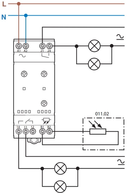 Schemă de conectare a unei fotocopiri pentru iluminatul stradal