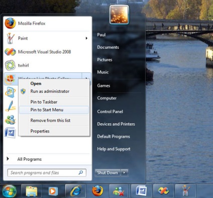 Caracteristici bara de activități Windows 7