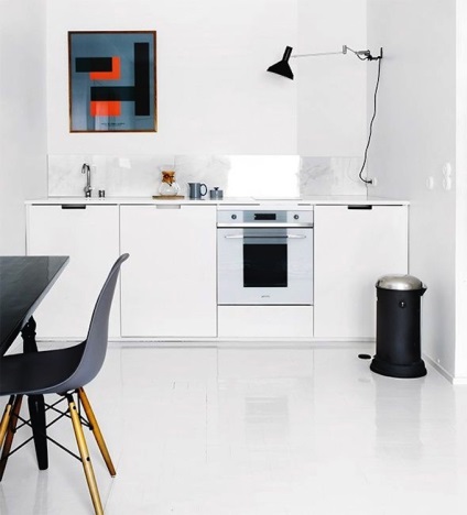 Fekete-fehér konyha 40 stílusos monokróm belső