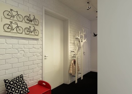 Interiorul cu un zid de cărămidă albă, o revistă online pozitivă