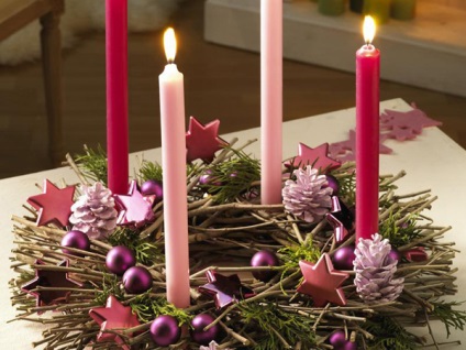 Как да се украсяват новата година свещите с ръцете си
