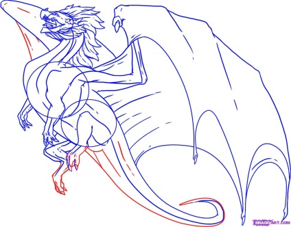 Desenați un dragon care zboară în etape