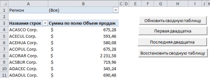 Crearea unei interfețe de utilizator pentru macrocomenzi utilizând formularele, tabele sumare Excel 2010