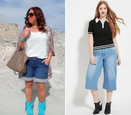 Stílusos női nyári nadrág a teljes és karcsú lányok számára - rövid és hosszúkás, farmer és