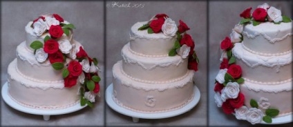 Esküvői torta - rózsa kaszkád - Tish