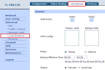 Cum se configurează funcția de backup al unui link pe un router cu 2 porturi WAN