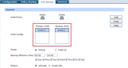 Cum se configurează funcția de backup al unui link pe un router cu 2 porturi WAN