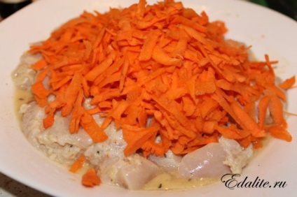 File de pui cu morcovi pe un cazan dublu - 100 kcal, reteta foto, gustoasa, utila, usoara