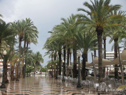 Bulevardul pietonal al esplanadei paseo marítimo din Alicante din Spania