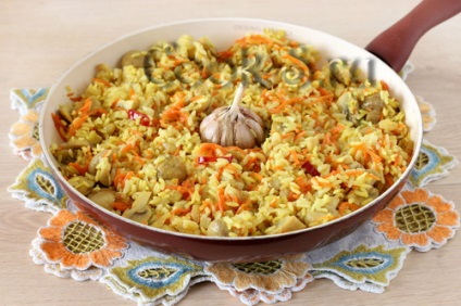 Kúpos pilaf gombával - recept egy fotóval