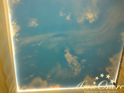 Plafonul cerului cu nori, plafonul cerului Poza picturii artistice pe plafon, studio de aerograf
