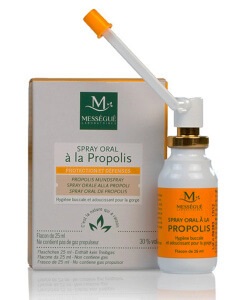 Propolis pentru gât, sub formă de preț și aplicare a spray-ului