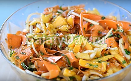 Salata de dovleac - gust picant al retetei de feluri de vitamine cu fotografie si video