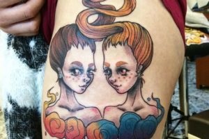 Tattoo gemeni fotografie - constelație în tatuaje de sex masculin și feminin, maestru master tatuaj