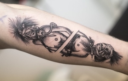 Tattoo ikrek fotók - konstelláció férfi és női tetoválás, mester tetováló mester