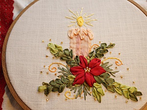 Embroidery panglici Compoziție de Crăciun - târg de meșteșugari - manual, manual